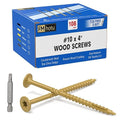 #10 x 4” Deck Screws, 108Pcs Star Drive Wood Screws, Rust Resistant Timber Screws for Timber/Log/Landscaping Wood, T25 Star Bit Included, Yellow