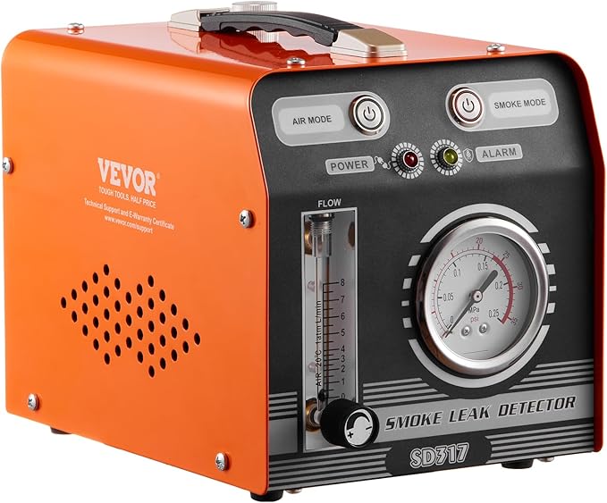 VEVOR Automotive Smoke Machine Leak Detector, EVAP Smoke Machine Leak Tester with Built-in Air Pump, Pressure Gauge & Flow Meter, Dual-Mode Diagnostic Leak Detector for Vacuum, Fuel, Pipeline Testing