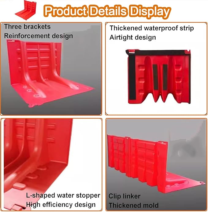 Flood Protection Barrier, ABS Portable Height Flood Mitigation Barriers 2/3/4/5/6/7/8/9/10/20/30-Pcs Boxwall Water Overflow Divert(8-Pcs)