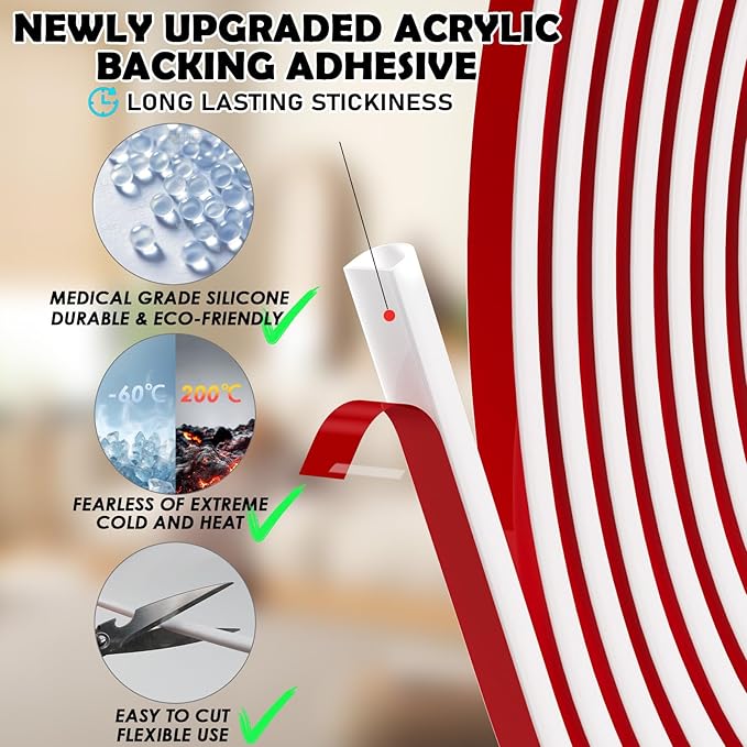 20FT Weather Stripping Door Seal - Self Adhesive Weather Insulation Strip Weatherstripping Silicone D Shaped Seal Strip Door Frame Gap Filler/Window Soundproofing