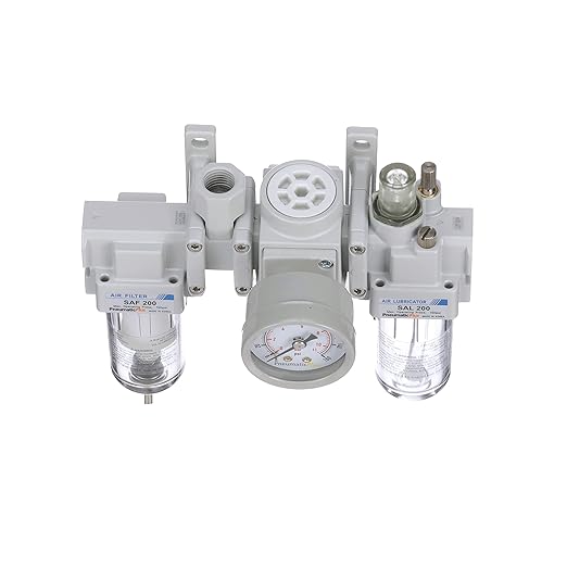 PneumaticPlus SAU200A-N02G - Dual Air System 1/4" NPT - Compressed Air Filter, Pressure Regulator & Lubricator w/Additional Free Air Port 1/4" NPT - Manual Drain, Poly Bowl