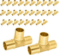 30-Pack PEX Fittings Niikappu 1"x1"x1" Pex Tee, Brass Crimp Pipe Fittings for PEX Pipes, ASTM F1807