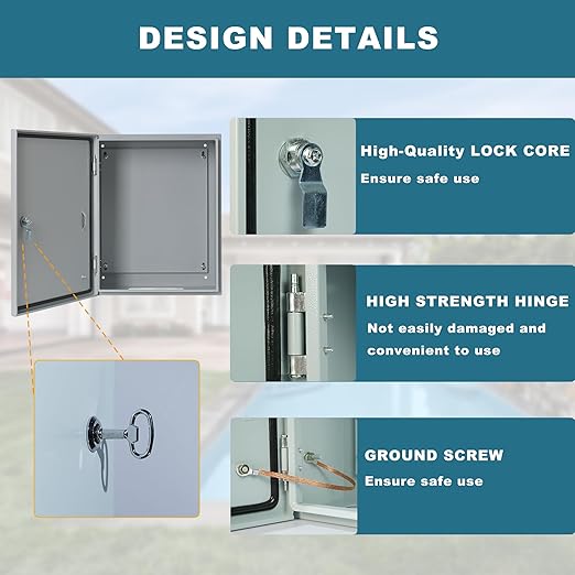 Generic Waterproof Electrical Enclosure 20 x 16 x 10'', Outdoor Electrical Box Weatherproof, Electrical Junction Box with Reinforced Lock, Gray, JYX504025