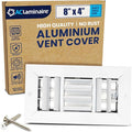 8x4 Inch (Duct Opening) Aluminum 3-Way Air Flow Vent – HVAC Vent Cover for Wall or Ceiling – Quiet HVAC Wall Register with Multi-Shutter Damper – Adjustable Curved Blade - Plastic Seal for Tight Fit