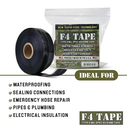 Bond It F4 Emergency Self-Fusing Silicone Tape, Repair Plumbing Pipe & Radiator Hose Leak, Electrical Insulation, Permanent Bonding, Waterproof, 1" x 36' x 20mil, Red