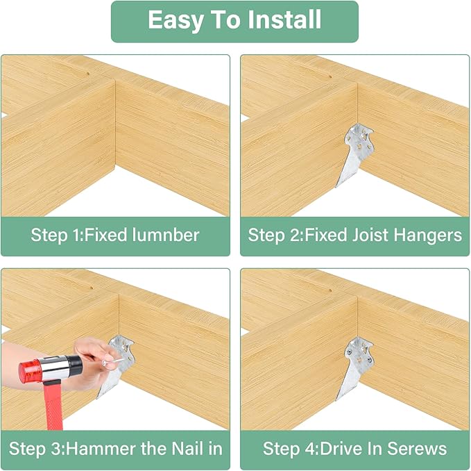 50 PCS 2"x4" Joist Hanger,20 Gauge Double Shear Face Mount Rafter Hanger for Deck Brackets,Rafter Brackets,Hurricane Ties for rafters