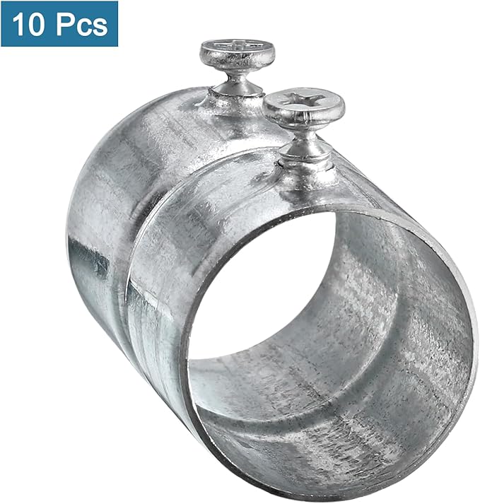 uxcell EMT Coupling, 25mm(1 inch) EMT Set Screw Coupling Conduit Fittings 48mm Length Electrical Conduit Pipe Connector 0.7mm Wall Thick, 10 Pack