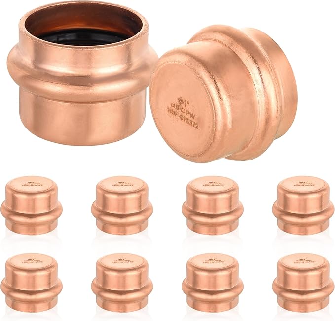 10-Pack HeSun Copper Press End Cap(Plug), 1" Pressure Fittings, Press Fit for Copper Tube Connection(PRESS021-10)