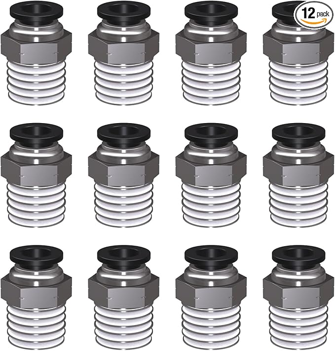 12Packs 3/8" OD Tube x 3/8" NPT Thread Straight Push to Connect Fittings,Pneumatic Male Quick Connect Air Line Hose Fittings Accessories