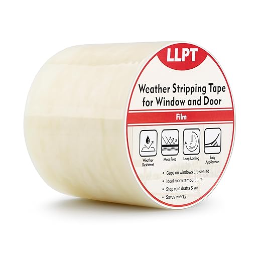 LLPT Transparent Weather Stripping Tape 4” x 108 Ft for Window and Door Ultra High Performance Weather Resistant Tape for Window Draft Insulation No Mess (WWT408)