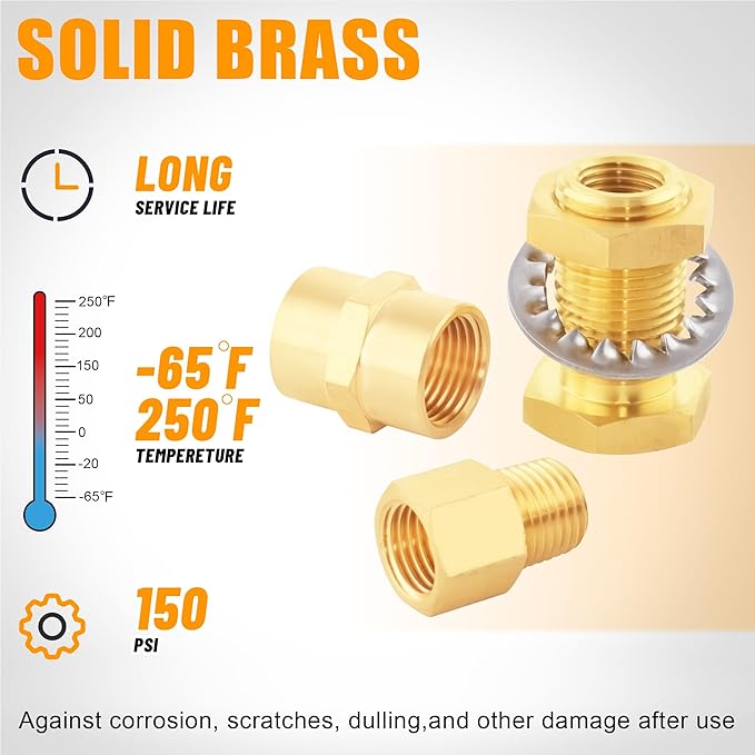 92PCS Brass Pipe Fittings Assortment Kit NPT Adapter,Hex Nipple,Reducer Bushing,Hex Coupling,90 Degree & 45 Degree Barstock Street Elbow,Street Tee,Bulk Head Fittings Kits
