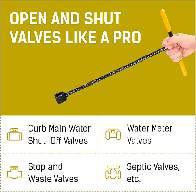LOSTRONAUT 12" Water Meter Key - Professional Garden and Plumbing Tool for Opening and Closing Valves with Ease - with Reinforced Steel T-Handle and 4-Way Spigot Selector for Versatile Applications