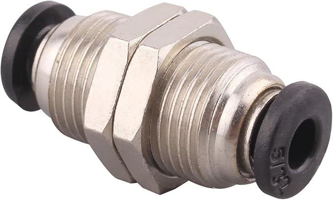 Bulkhead Union Push to Connect Tube Fitting 5/32 Inch Tube OD Double Threaded (10 Packs)