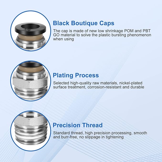 10 Pcs Push-to-Connect Fittings 1/4 Inch Tube OD x 1/4 Inch NPT Thread Pneumatic Male Straight Quick Connect Air line fittings…