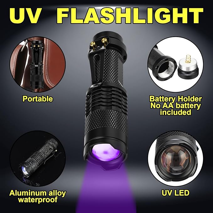 Air Conditioner Leak Detector Tool AC Leak Automotive Kit UV Light Oil Dye Detection with Protective Glasses for Dog/Cat Urine, Dry Stains, Bed Bug, Resin Curing(Sk68)