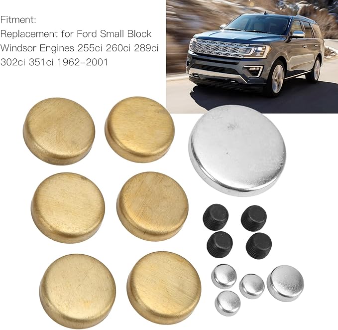 Freeze Plug Installation Tool,Brass Freeze Plug Type Engine Expansion Plugs Replacement for Small Block 255ci 260ci 289ci 302ci 351ci 1962-2001 MPE-108BR