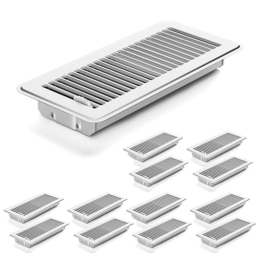 12Pcs Floor Vents Floor Registers 4x10 Inch, Heavy Duty Metal Hot Air Vent Covers 4x10 Inch with Rust-Proof Finish for Home Heater Floor Vent Grilles and Vents