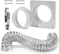 VIWINVELA Dryer Vent Hose Connector Kit - Dryer Vent Wall Plate with Hose - Dryer Duct Connector with Quick Connect & Disconnect Dryer Dock Connector (Dryer Vent Connector with 4in-5ft Hose)