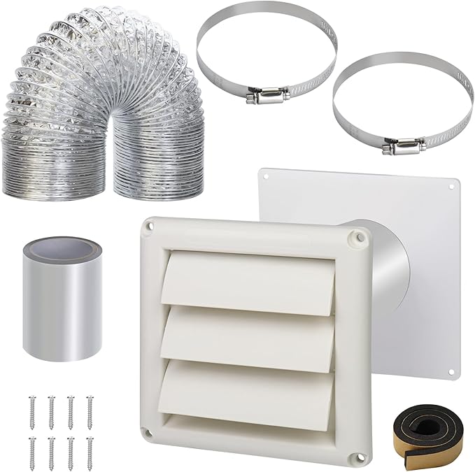 Dryer Vent Kit Through Wall with Hose/Duct Connector/Wall Plate,3 Inch Dryer Vent Hose Connector Ducting Kit for Bathroom Exhaust Fan Ventilation,Ceiling Washer Air Circulation