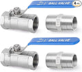 TAISHER 4 Pcs 1/2 Inch FNPT Ball Valve Kit, 304 Stainless Steel with Blue Handles & Nipple