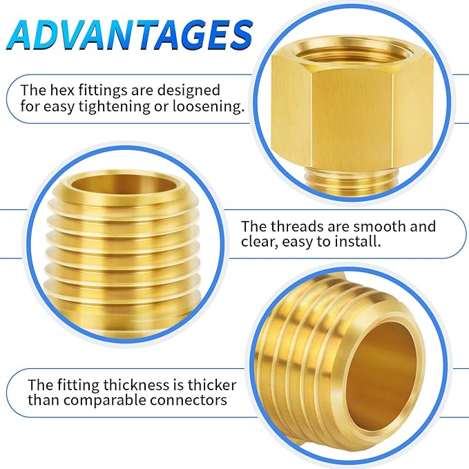 ChillWaves Brass Pipe Fitting, Reducer Adapter 3/4" NPT Female x 1/2" NPT Male Thread Adapter(3-PACK)