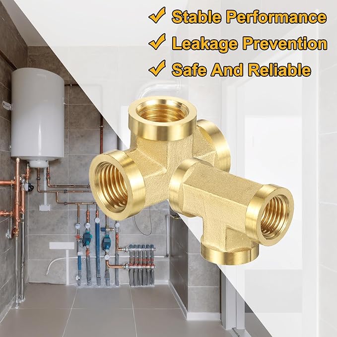 PATIKIL Brass Tee Fitting, 1Pcs 1/4" x 1/4" x 1/4" NPT Female Pipe 3 Way Forged Brass Barstock Street Tee Pipe Fittings for Water Gas Refrigeration