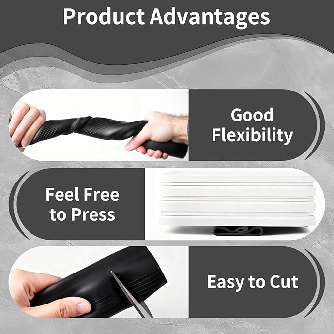 16.8 Ft Draft Blocker Garage Door Seal, 0.19" P-Type Bottom Weatherstrip Seal, TPE Rubber for Energy Saving, Noise & Dust Reduction, Easy DIY Install, All Season Protection