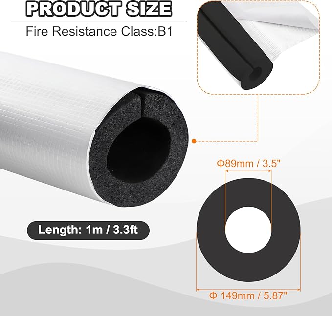 PATIKIL Pipe Insulation Foam Tube, 3.3FT Length Self Adhesive Pipe Freeze Protection Wrap with Aluminum Foil 3.5"(89MM) ID x 3cm Thickness for Outdoor Winter Irrigation
