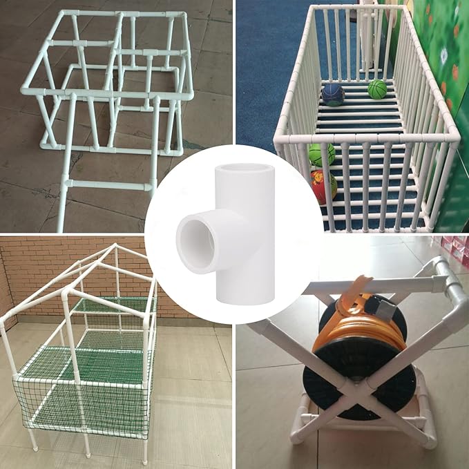 20 Pack 3 Way 1/2 Inch Tee PVC Fittings, 1/2inch SCH 40 PVC Pipe Fitting Adapter for Water Supplies Build PVC Furniture DIY Garden Shelf Greenhouse (Socket *Socket*Socket)