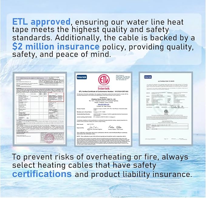 HEATIT 8JHSF1 Self Regulating Pre-Assembled Heating Cable with Spacer and Clips, Heat Tape for Roof Deicing and Pipe Freeze Protection,120V 8W/ft, 3FT