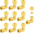 ChillWaves Brass Compression Tube Fitting, 1/4" OD x 1/4" NPT Male 90 Degree Elbow Compression Union Connector(10-PACK)