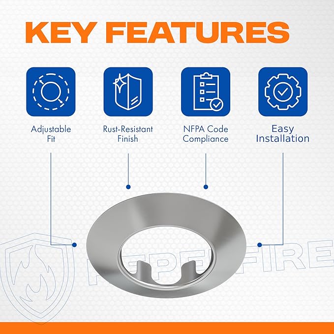 Fire Sprinkler Escutcheon Skirt, Short TAPER Escutcheon Pendant Skirt Chrome Plated, Works with Standard 401 Style Cup, Short Cup, and Retrofit 2 Piece Cup, Fire Sprinkler Skirt - 4 PK