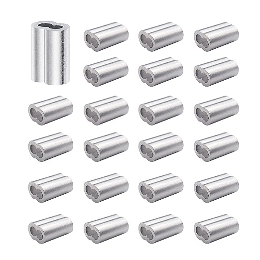 3/16"(5mm) Aluminum Crimping Loop Sleeves, Wire Rope Sleeves, Double Crimp Sleeve Cable Ferrule for Wire Rope and Cable 20PCS (3/16"(5MM))