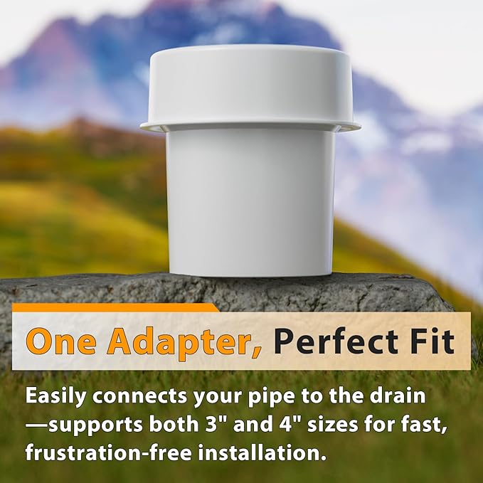 Dual-Size Lawn Drain Adapter, Fits 3" & 4" SCH 40 Pipes, Heavy-Duty Compression Connector for Yard Drainage, Compatible with Debialo 4" Grate & Angled Drain Systems
