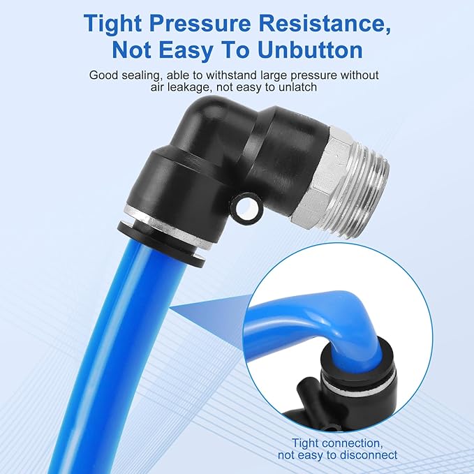 10 Pcs Push to Connect Fittings 1/2 Inch Tube OD x 1/2 Inch NPT Thread Pneumatic Male Elbow Quick Connect Air line fittings