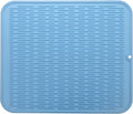 Silicone Dish Drying Mat for Multiple Usage,Easy clean,Eco-friendly,Heat-resistant Silicone Mat for Kitchen Counter or Sink,Refrigerator or Drawer Liner Light Blue 2XL 24 inches x 18 inches