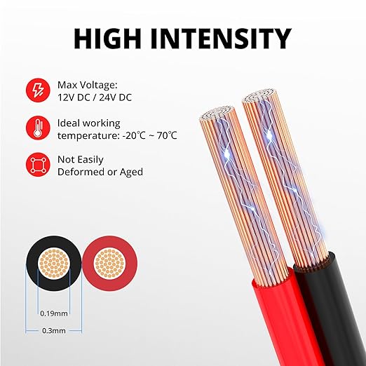 NAOEVO 18 Gauge Wire 200FT, 2 Conductors Electrical Wire Red Black Cable, Flexible/Low Voltage/PVC 18 AWG Copper Clad Aluminum Extension Cord for Speaker, LED Strips, Automotive 12V/24V DC