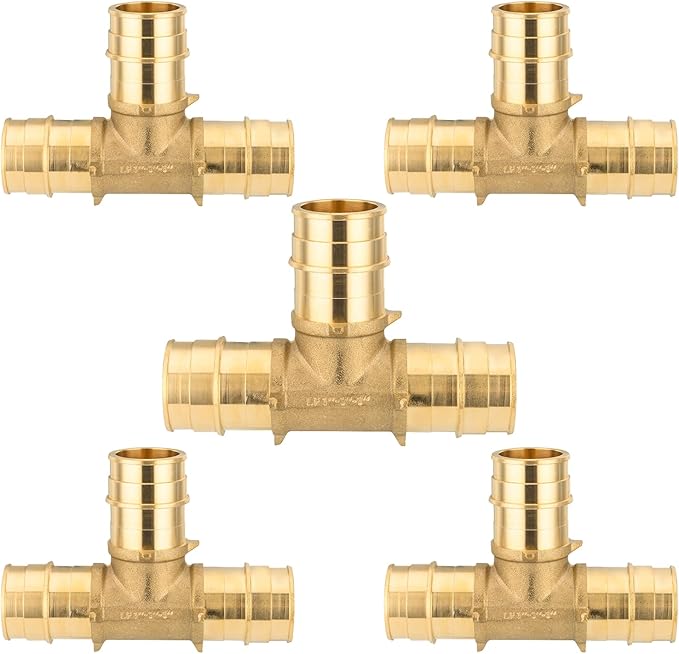 5-Pack HeSun PEX-A Expansion Fitting, 1/2 Inch Brass Pex Expansion Tee, 1/2"x1/2"x1/2" Tee,ASTM F1960(PEX1960041-5)