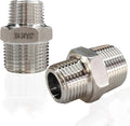 ZOUNI 2pcs Reducing Hex Nipple, 304 Stainless Steel 3/4" NPT Male x 1/2" NPT Male Pipe Fitting Reducer Nipple Adapter 2000psi Reducer Straight Connector(2pcs, 3/4"-1/2")