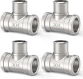 ChillWaves 304 Stainless Steel Pipe Fitting, Male Branch Tee 3/4" NPT Female x 3/4" NPT Male x 3/4" NPT Female Thread Adapter(4-PACK)