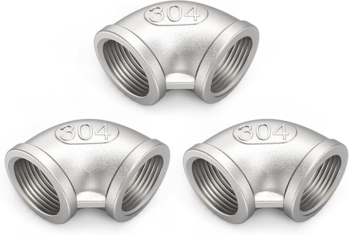 ChillWaves 304 Stainless Steel Pipe Fitting, 90 Degree Elbow 3/4" NPT Female x 3/4" NPT Female Thread Adapter(3-PACK)