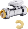 EFIELD Push Fit 1/4 Turn Straight Stop Valve Water Shut Off 1/2 Inch Push x 1/2 Inch, Chrome with Disconnect Clip,(PF-VALVE035)