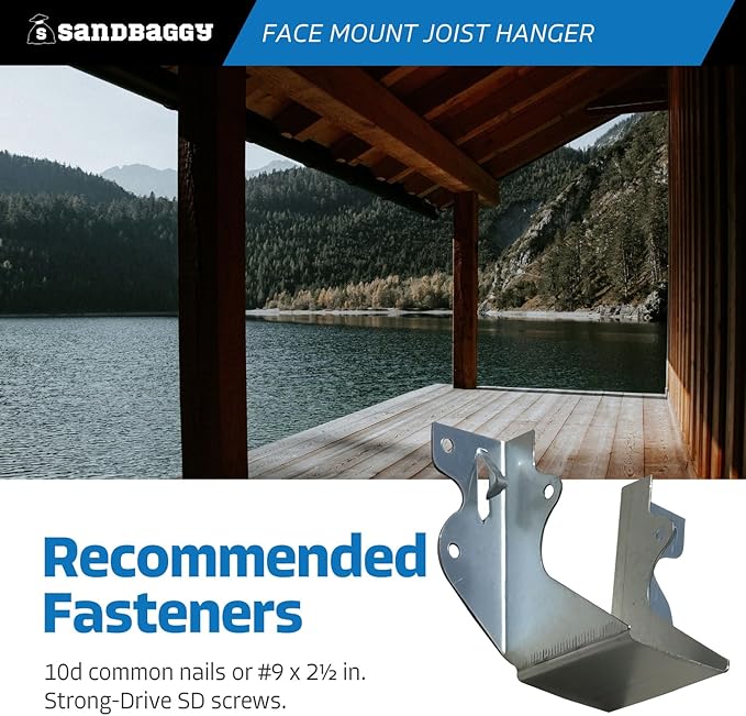 Face Mount Joist Hanger for 2x4 Nominal Lumber (Galvanized Steel) - Sandbaggy (2x4, 600, Count)