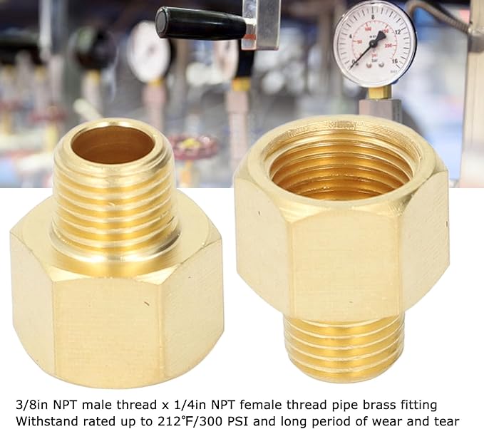 FTVOGUE 10Pcs Brass Pipe Fittings Male to Female Adapter Solid Brass Plumbing Connectors for Shower Head Tub Spout Hydraulic Systems