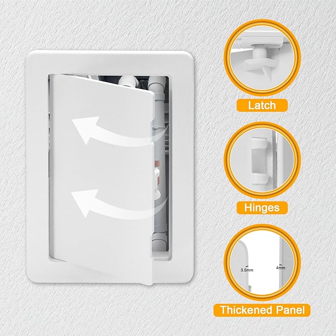 Suteck Plumbing Access Panel for Drywall Ceiling 6 x 9 Inch Reinforced Plastic Wall Access Doors Removable Hinged Panel