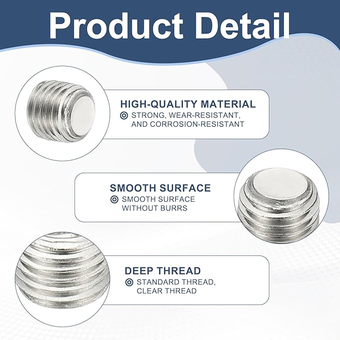 PATIKIL 1-1/2" NPT Male Internal Hex Pipe Fitting, 2 Pcs 304 Stainless Steel Pipe Plug Fitting Assortment Kit Countersunk Thread Head Socket Pipe Plug Fitting Adapter with Tape, Silver
