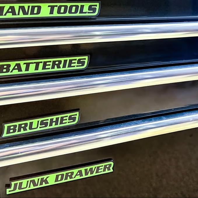12 Pack of Magnetic Tool box Labels, 3D Printed Tool Box Labels magnet, General Tool Box Organize Accessories for Steel Toolboxes, Carts, Drawers, and Cabinets, Easy to Stick and Remove (Red)