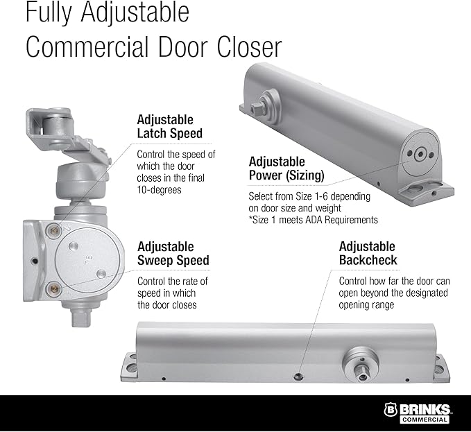 Heavy Duty All in ONE COMM Closer with MOUNTING Plate UL Listed, Aluminum (Aluminum)