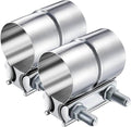 2 Pack 3 Inch Lap Joint Exhaust Band Clamp, 304 Stainless Steel Exhaust Muffler Clamp, Exhaust Pipe Clamps Sleeve Coupler for Exhaust Pipes, Mufflers and Catalytic Converters