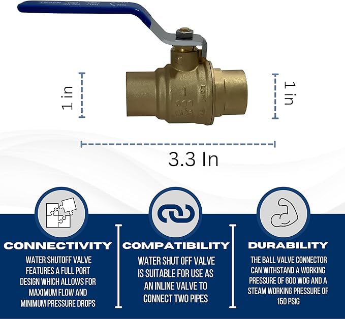 XFITTING 1 Inch Sweat Ball Valve, 10 Pieces